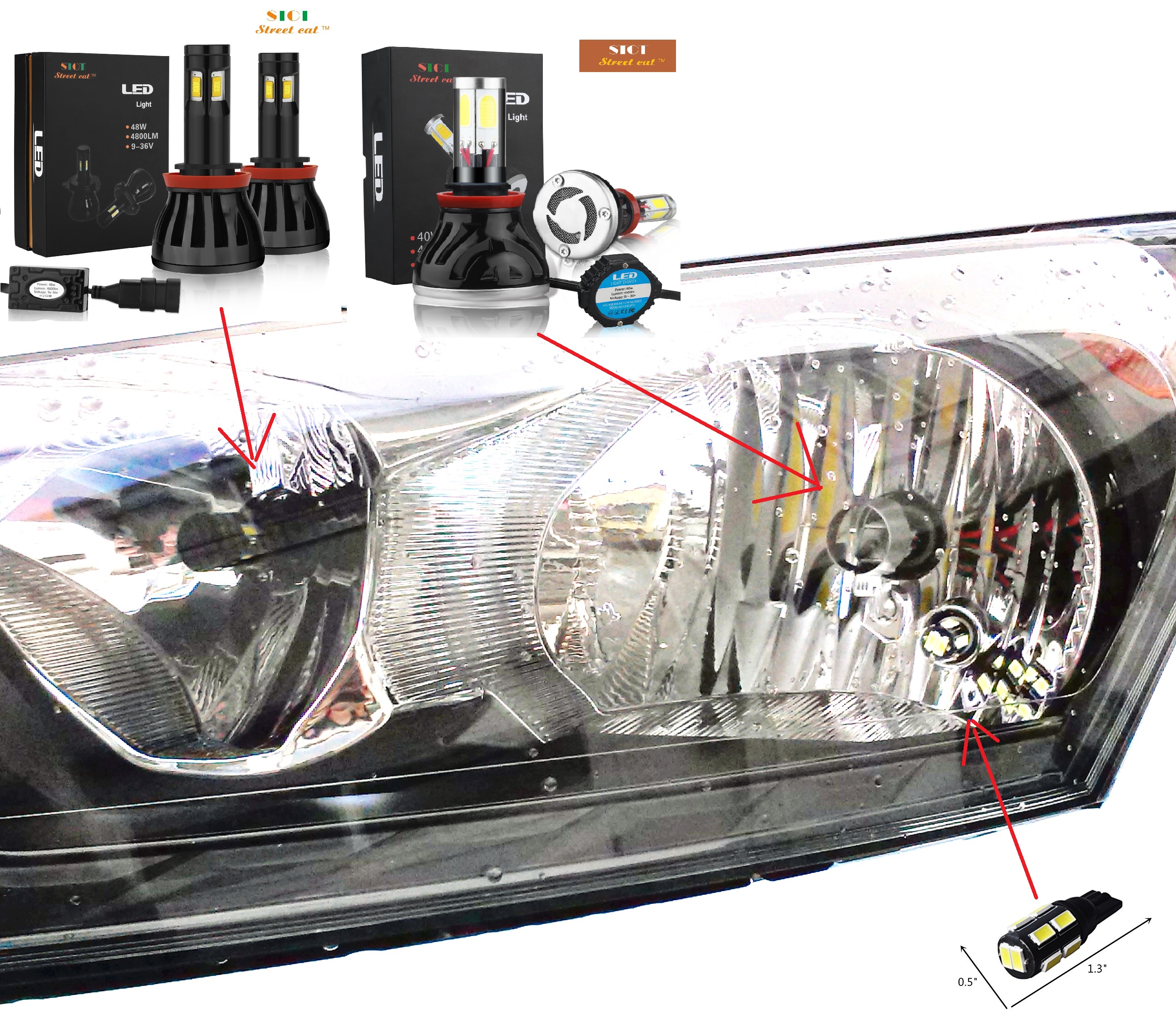 6X LED Headlight & Fog Light Bulbs Kit For Ford Transit Connect 2014-2018 – H11/H9